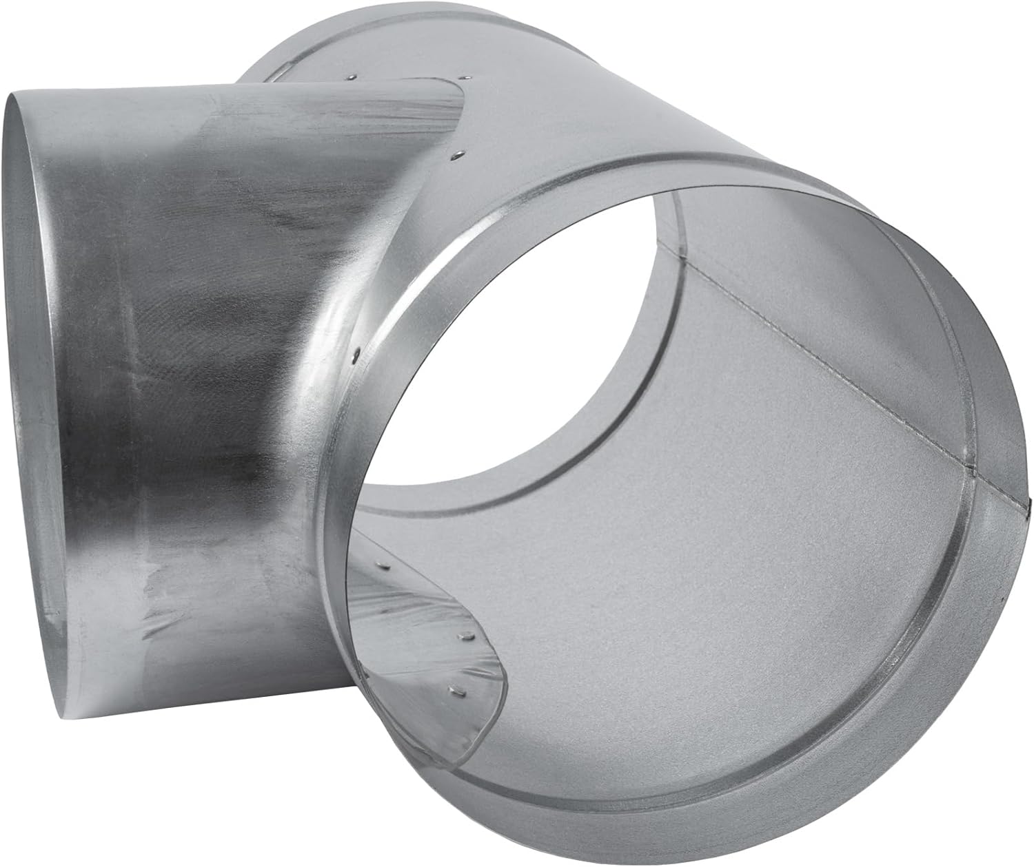 90° Degree Ø8 x 8 x 8 Inch T Shape Duct Splitter - Metal 3 Way Fitting Adapter - Galvanized Steel - Round Duct Hose Dryer Connector - for Home or Industrial HVAC Ventilation - Branch 8 Inch