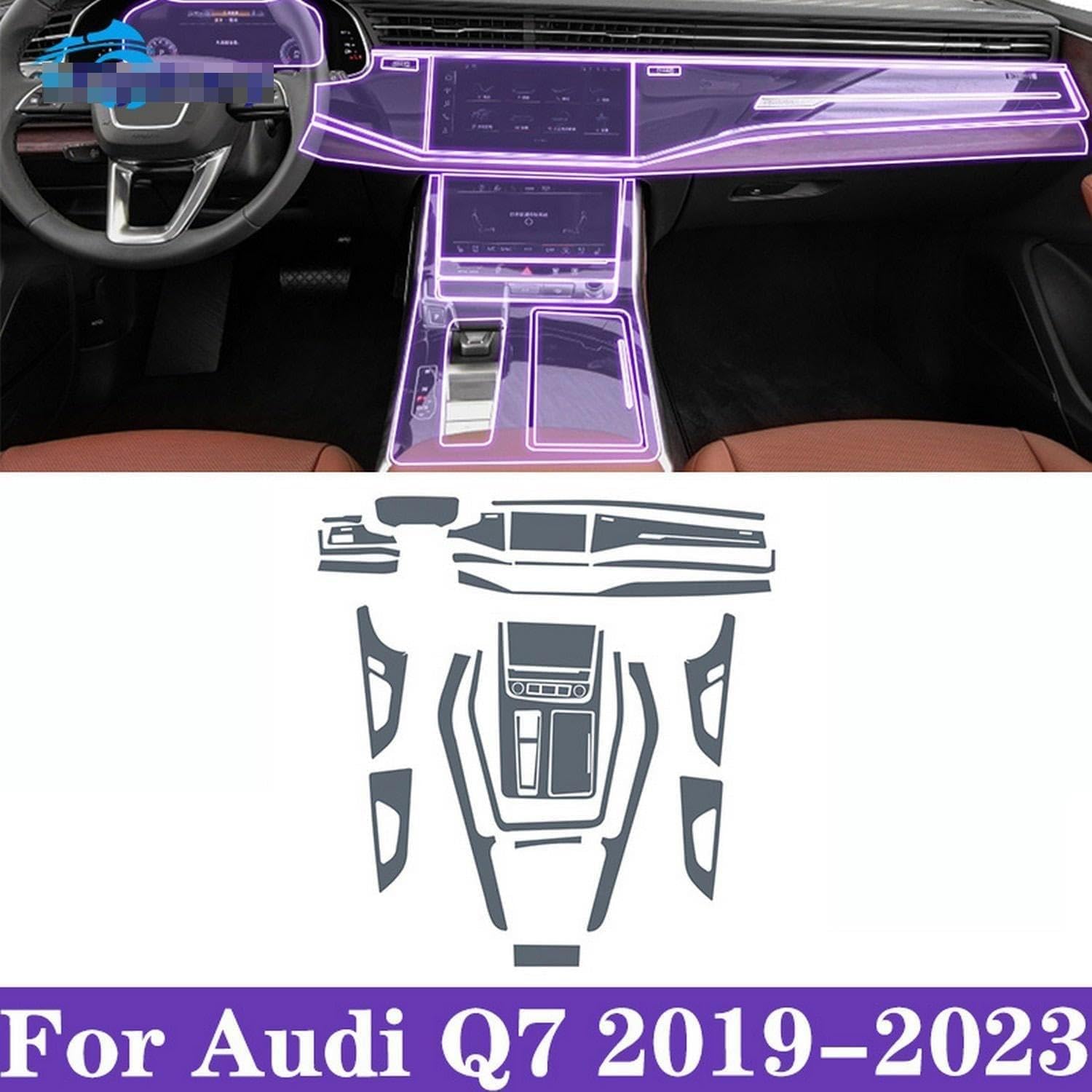 Pre Cut car Navigation GPS Screen Protector, Invisible Transparent Film, TPU Interior Film，for Audi Q7 2019-2024