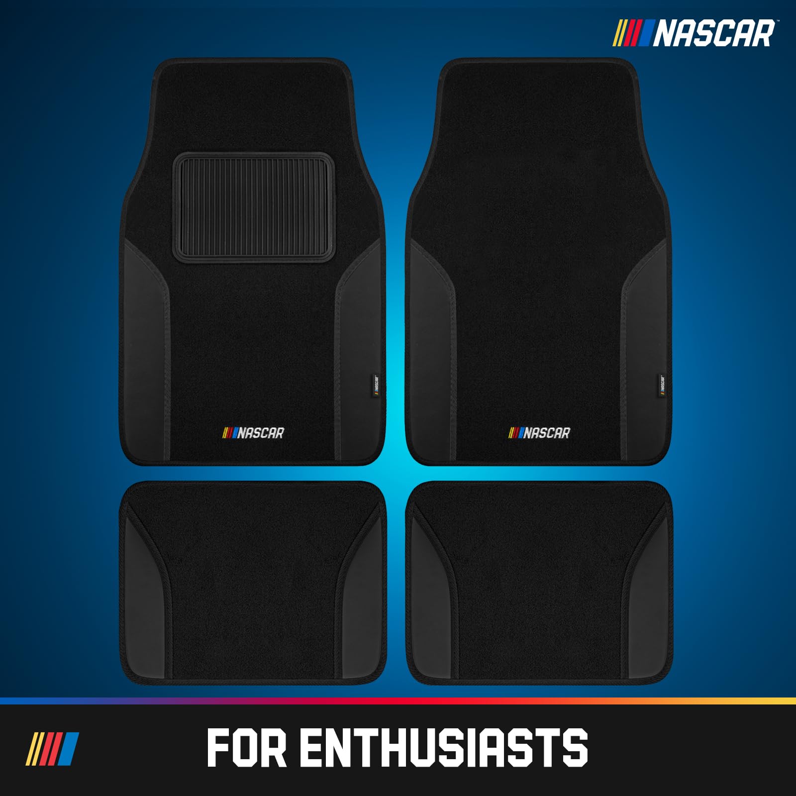 NASCAR Car Floor Mats Carpet Black Leather Design Car Mats Universal-Fit All-Weather Car Floor Mats with Built-in Heel — view 9