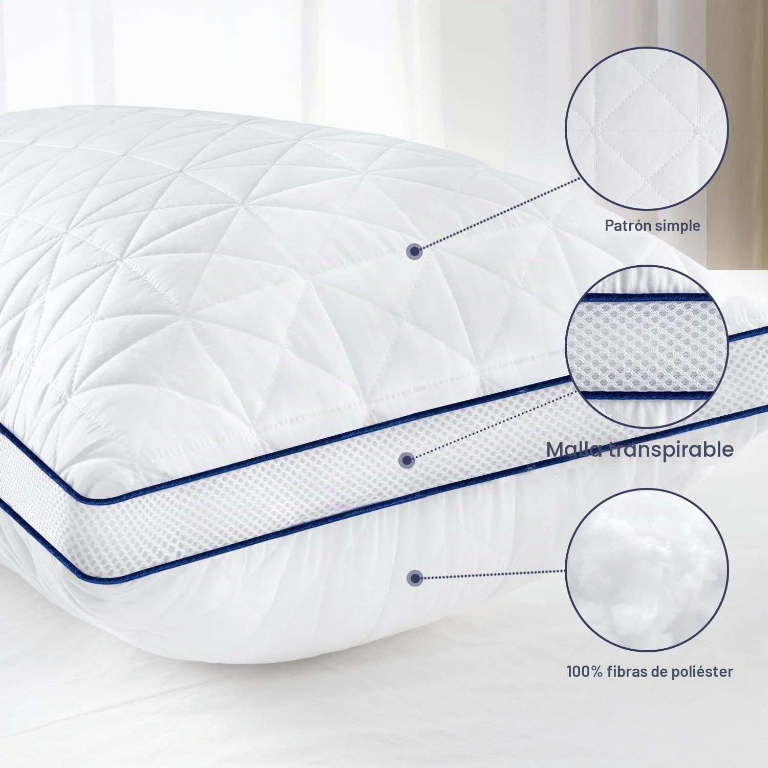 BedStory Juego de 2 Almohadas 40 x 80 cm, Microfibra 950 g, Transpirables y Lavables para Alérgicos y Duermen de Lado, Suaves y Firmes