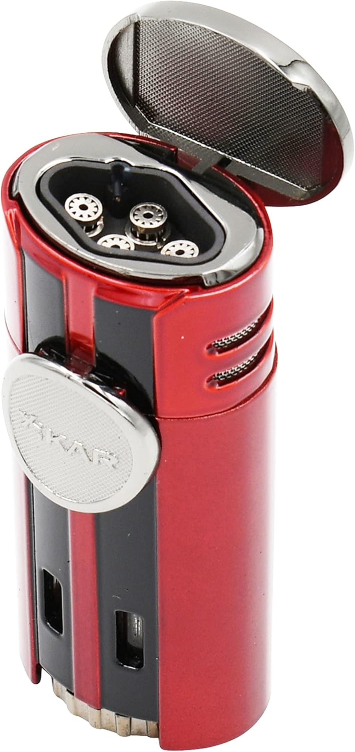 Xikar High Performance HP4 Quad Flame Cigar Lighter in an Attractive Gift Box Daytona Red