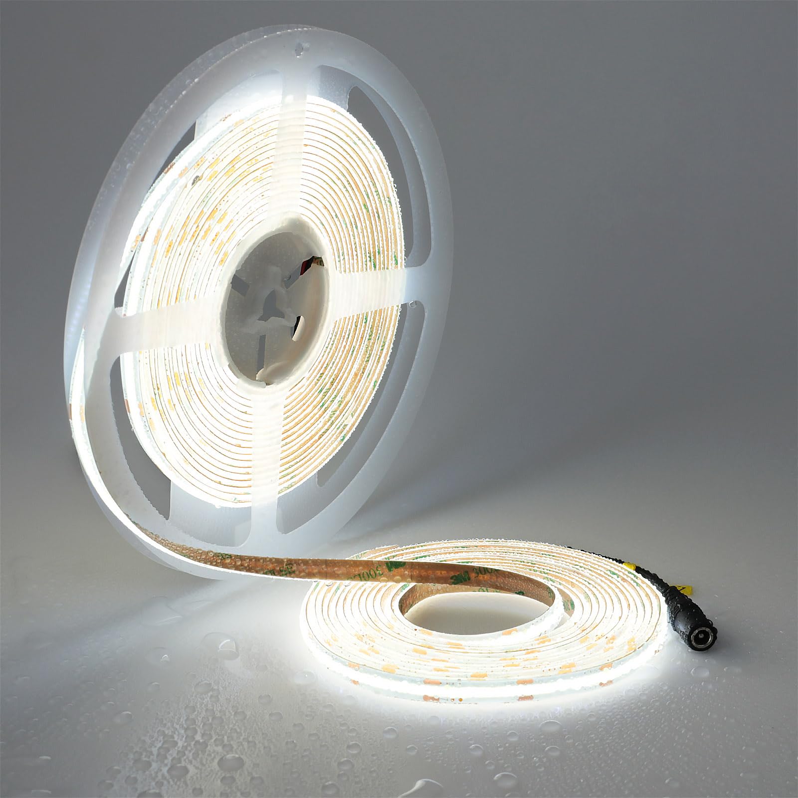 TOPAI Tira LED COB 10M Blanco Frío 6000K Exterior IP65 Impermeable 24V Alta Luminosidad CRI>93 384LED/M Autoadhesivo Cortable Flexible para Cocina, Dormitorio, Baño, iluminación DIY