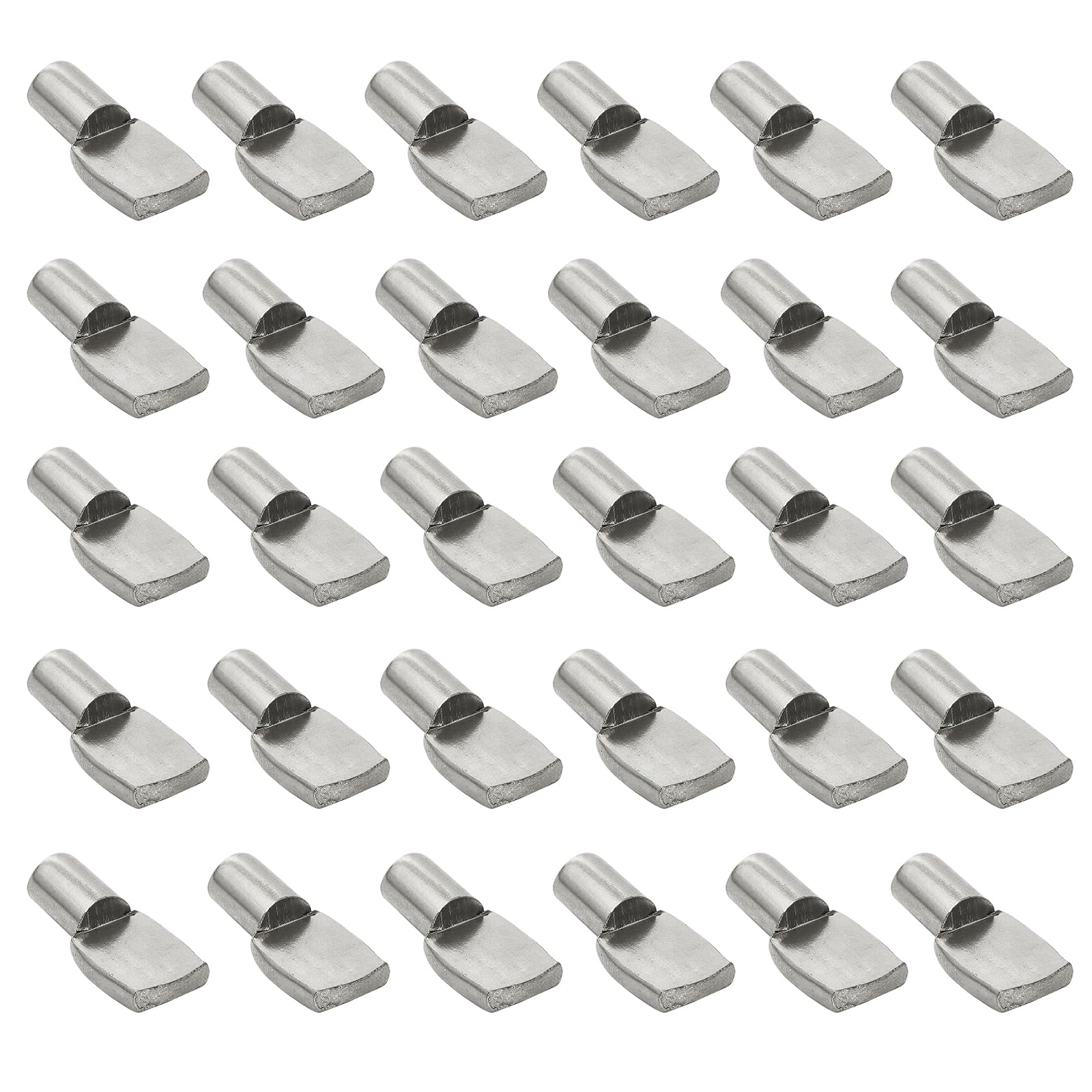 Shelf Pins Pegs Spoon Shaped, Silver Shelf Holders Pegs, Nickel Plated Shelf Support Pegs for Shelves Cabinet Closet - 30 Pieces, 7mm