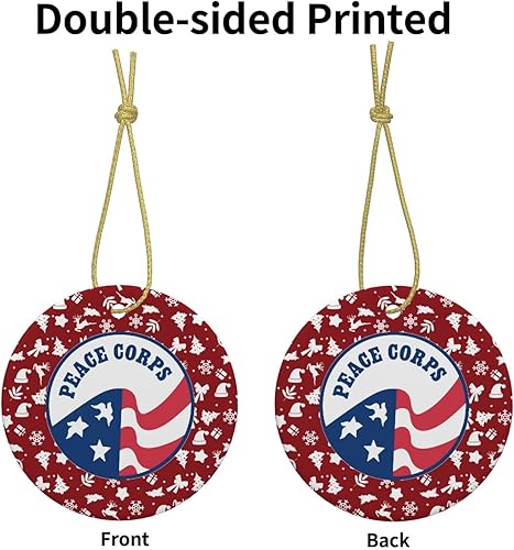 Miniatura 3 de Peace Corps Adornos de Navidad, adornos de cerámica redondos de porcelana, adorno de árbol de Navidad, oficina, decoración del hogar, recuerdos de