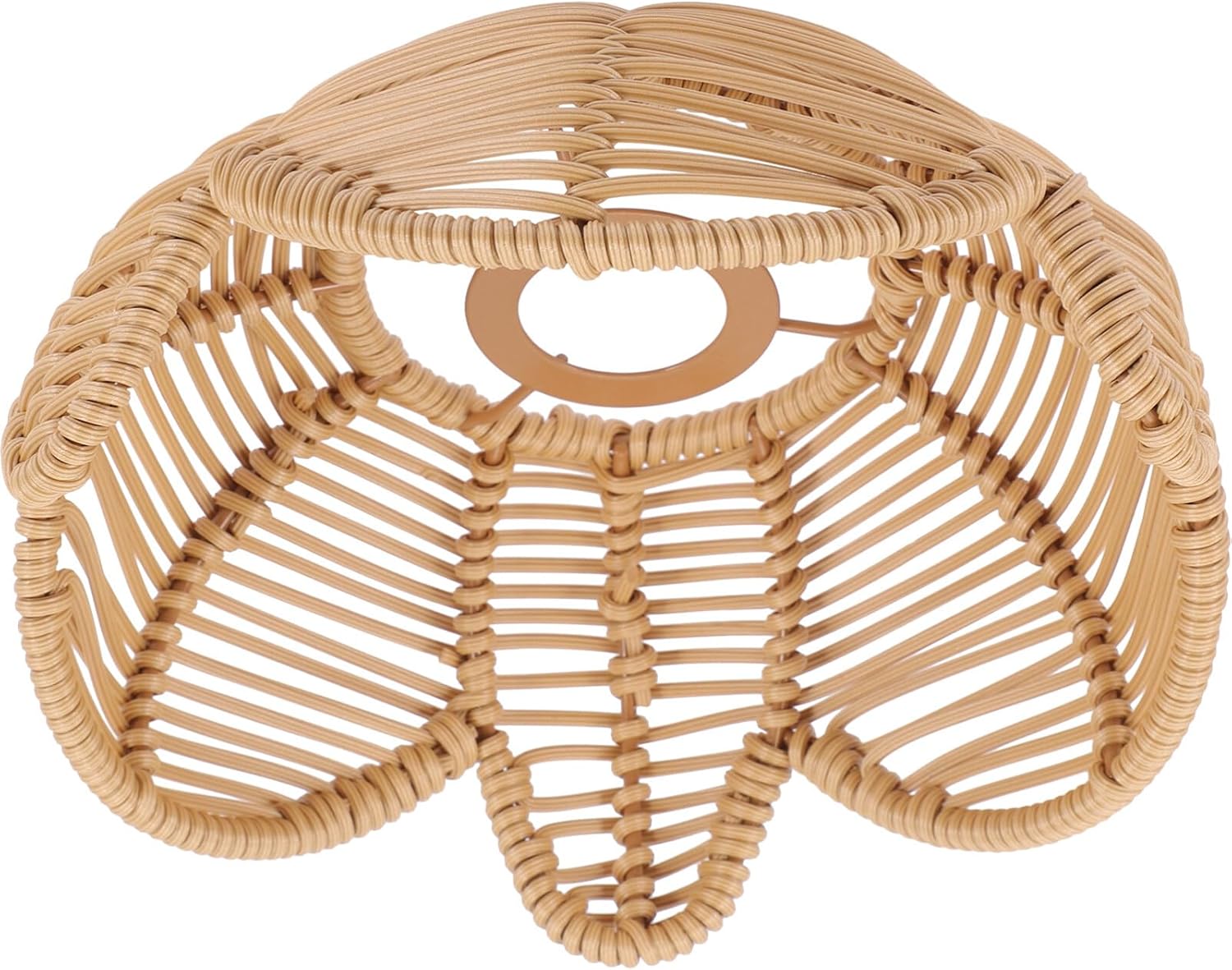 Hemoton Lotus Chandelier Lamp Shade 7.87 Inch Rattan Woven Pendant Light Cover Vintage Pastoral Style Ceiling Light Shade for Home Living Room Bedroom