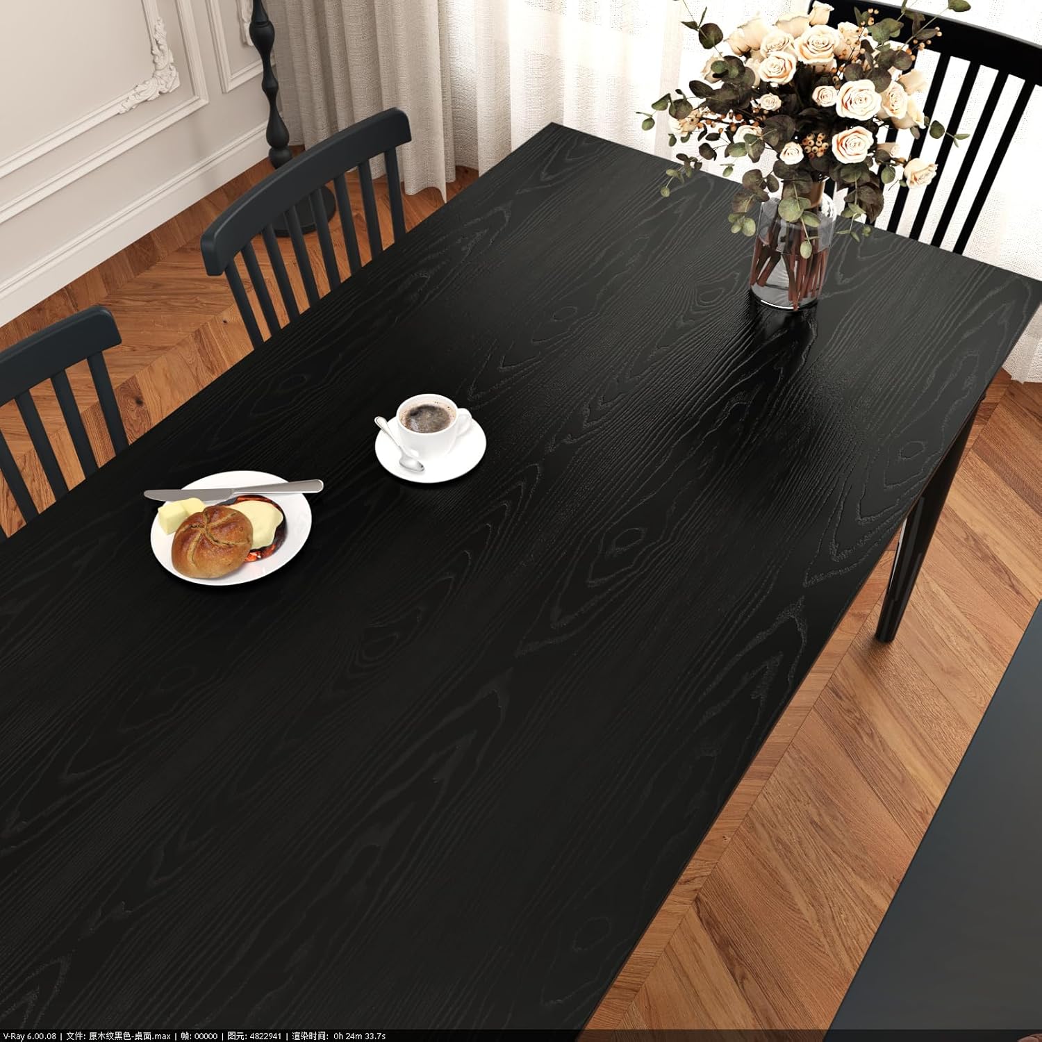 EPPKILY Black Peel and Stick Wallpaper Wood Grain Contact