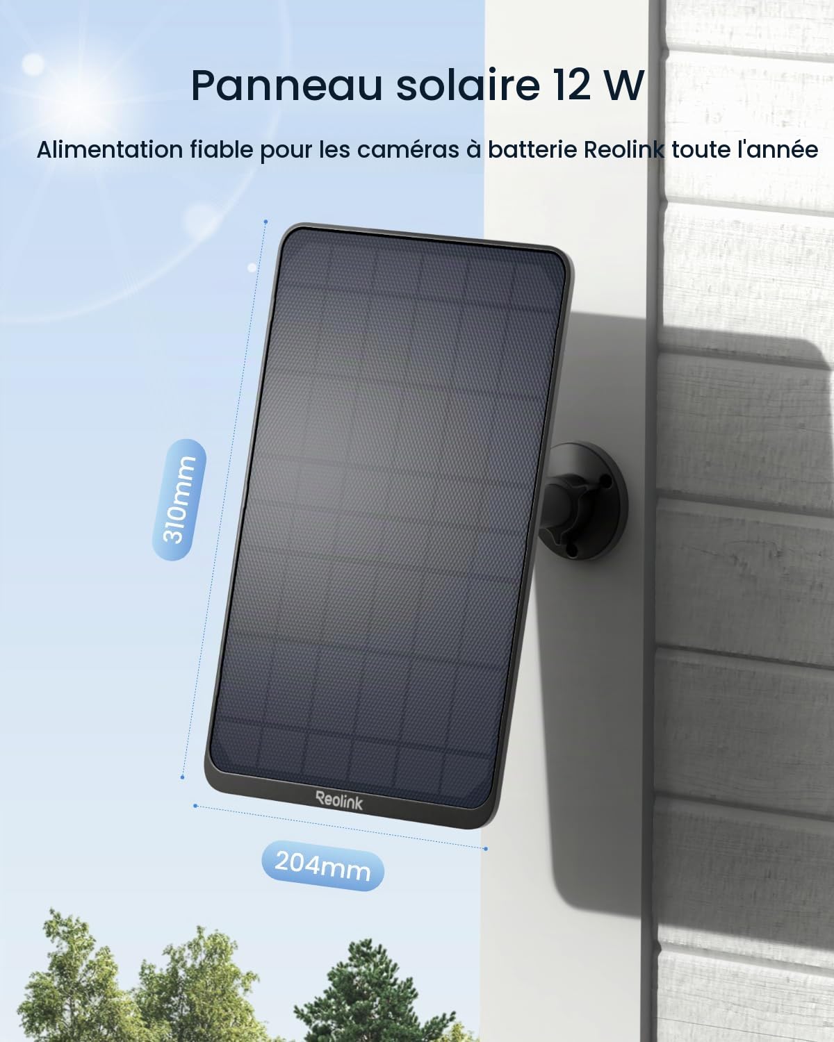 Reolink Panneau solaire 12 W noir, alimentation solaire non-stop | Compatible avec TrackMix/Argus PT Ultra/Duo 2/Eco Ultra/3 Ultra, étanche, REOLINK Solar Panel 3