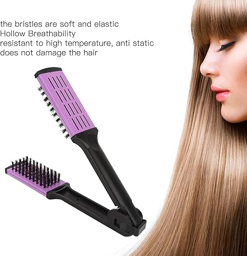Miniatura 2 de Dioche Cepillo de pelo con abrazadera de cerdas, peine alisador de pelo, suave de doble cara con mango ergonómico para alisar y alisar el cabello
