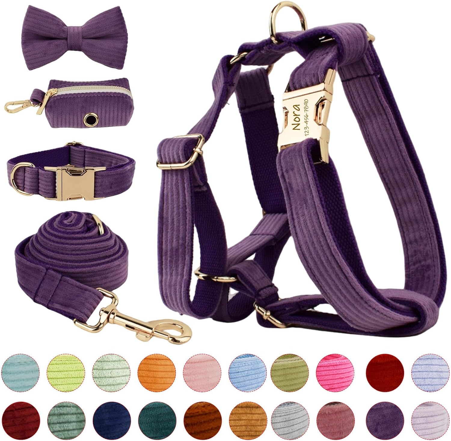 Personalized Dog Harnesses with Metal Buckle, Dog Harnesses Customized with Name and Phone Number Fonts, Custom Harnesses Adjustable Sizes for Small Medium Large Dogs (Harnesses 01)
