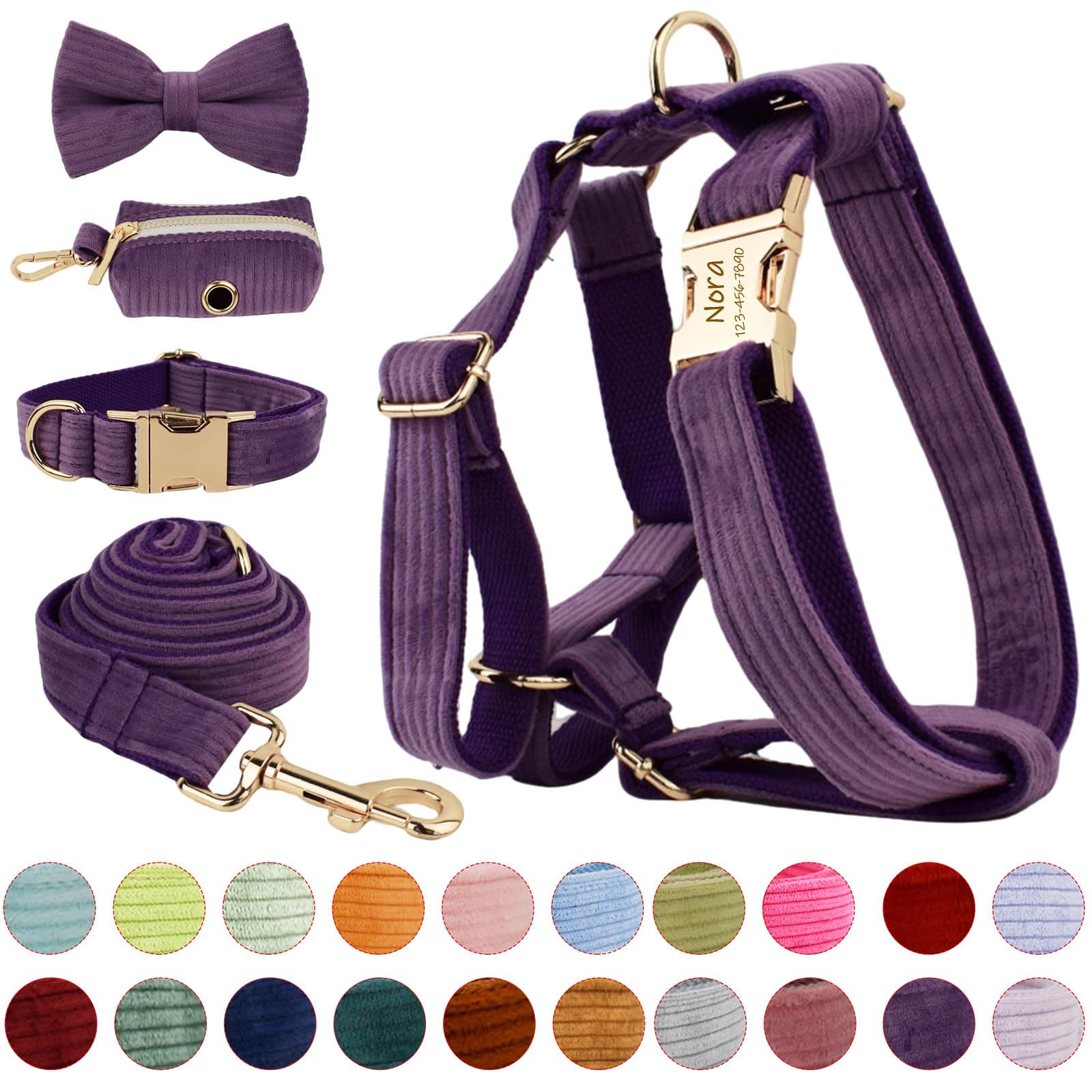 Arneses personalizados para perros con hebilla de metal, arneses para perros con nombre y número de teléfono fuentes personalizadas, arneses personalizados tamaños ajustables para perros pequeños,