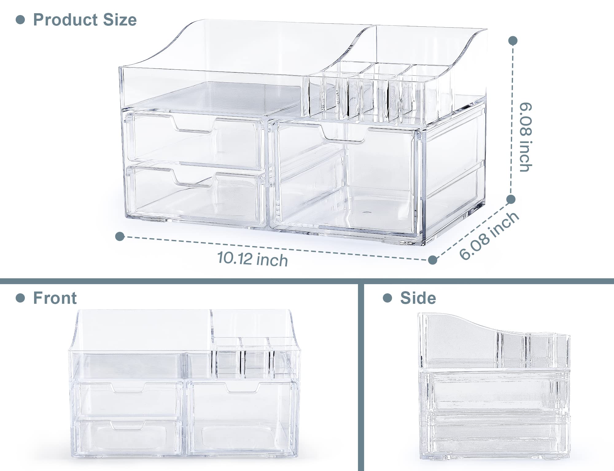 BREIS Makeup Organizer, Clear Acrylic Bathroom Organizers and Storage