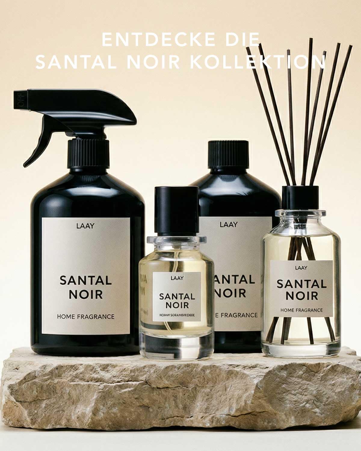 LAAY Santal Noir - Difusor de aroma de sándalo, con 5 varillas de ratán, 200 ml, aroma de larga duración para salón, hotel y spa