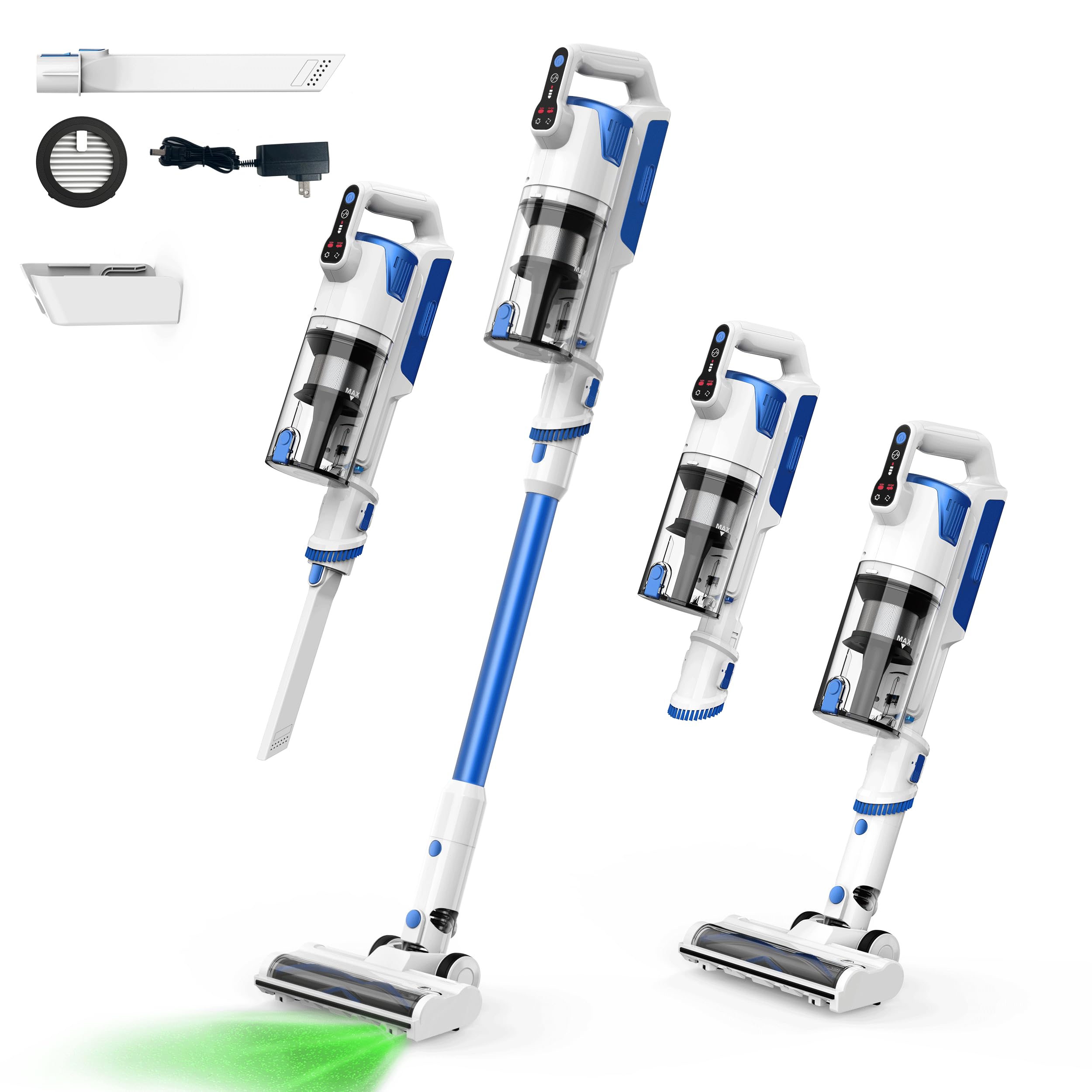 AYONTIN Cordless Vacuum Cleaner, Brushless Motor Powerful Suction Stick Vacuum, LED Display, with 2500 mAh Detachable Battery, 45 Mins Runtime Vacuum Cleaners for Home/Pet Hair/Hardwood/Carpets,Indigo