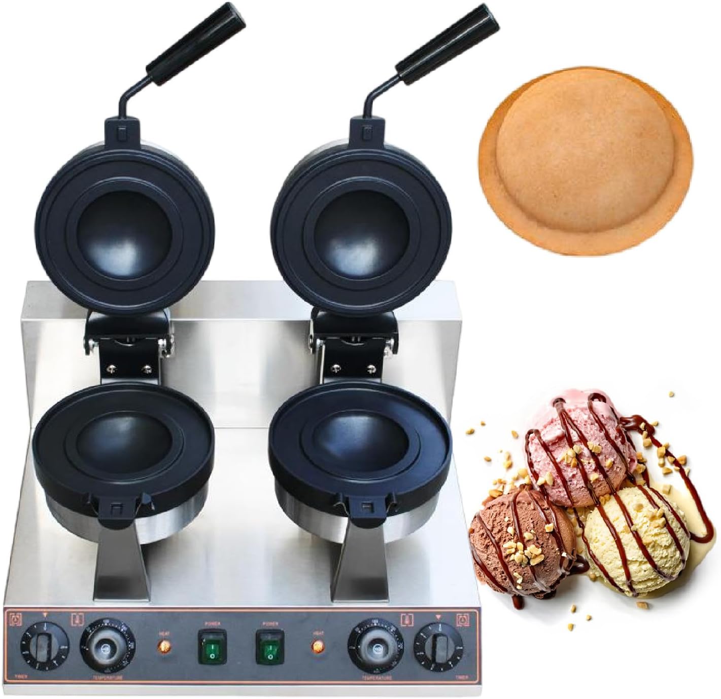 Waffle Maker Electric Press Burger Machine Commercial Electric Burger Waffle Maker Machine, Non Stick Panini Hamburger Press Machine, Panini Press Machine for Baking Delicious,Dual,110V