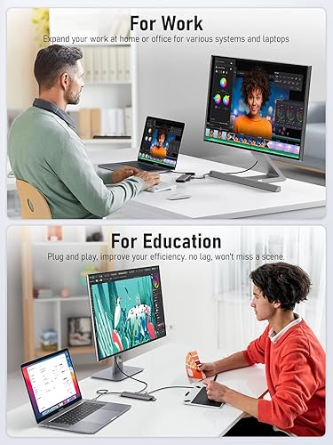 Miniatura 6 de Adaptador multipuerto USB C Hub - Lemorele 7 en 1 Tipo-C 4K 60Hz HDMI Dongle Dongle Station, 100W PD, ranuras SDTF 3.0, 2 puertos de datos USB 3.0 y