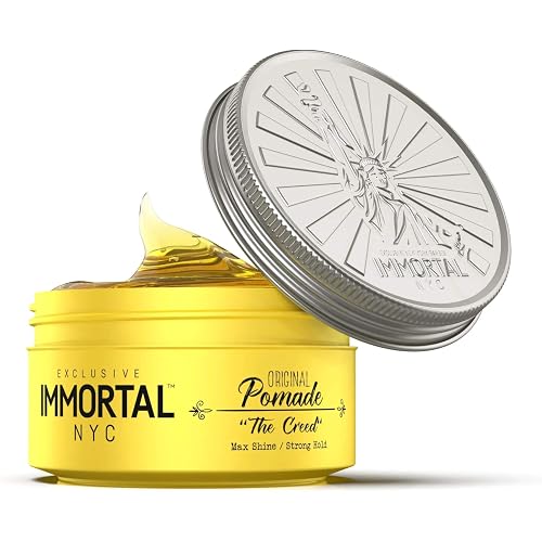 Immortal NYC The Creed Hair Pomade - Strong Hold, Max Shine, All Natural Water-Based Pomade for Men, No Residue, All Hair Types