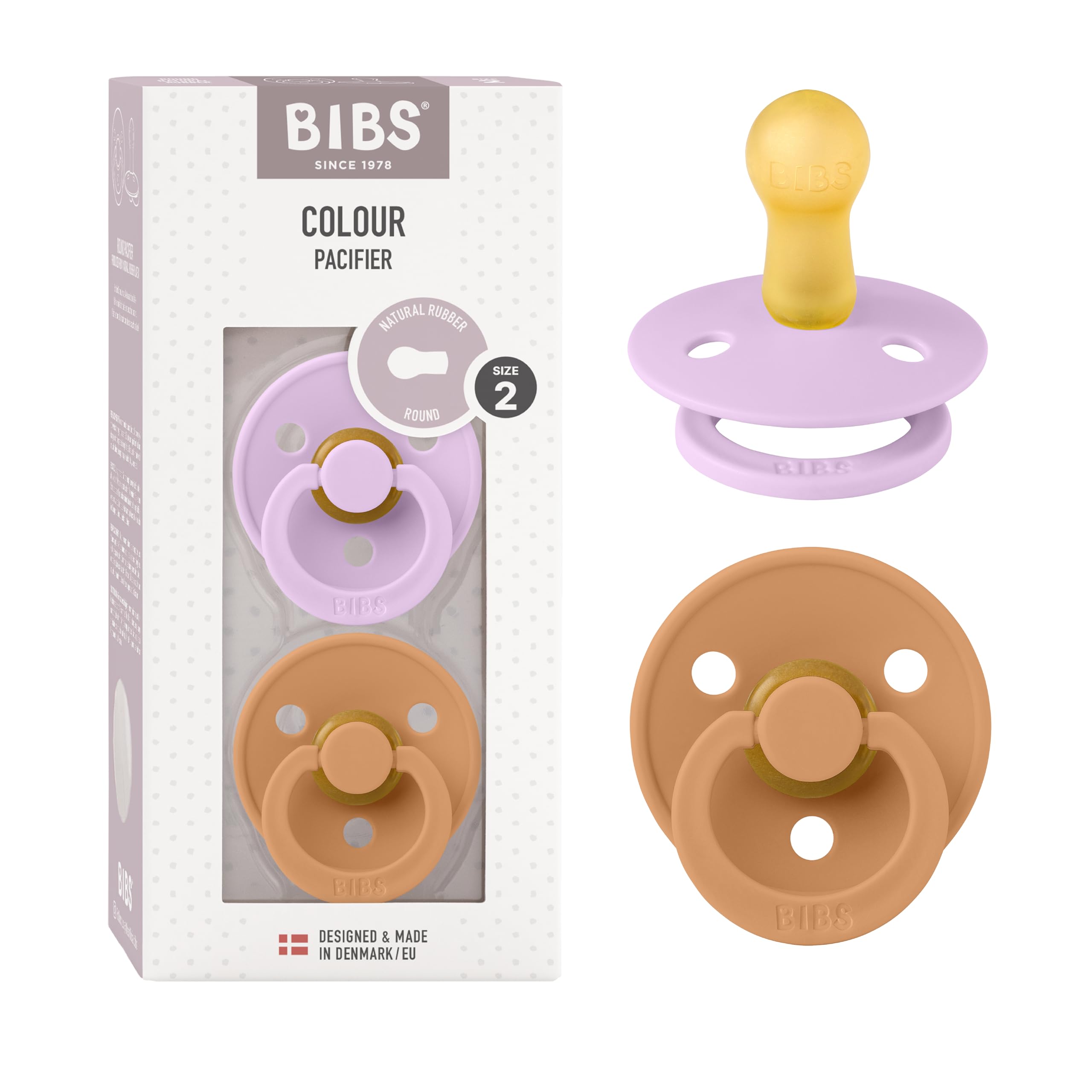 BIBS Colour Paquete de 2 chupetes. Libre de BPA, Tetina redonda. Látex natural, Talla 1 (0-6 meses), Baby Blue/Baby Blue — view 112