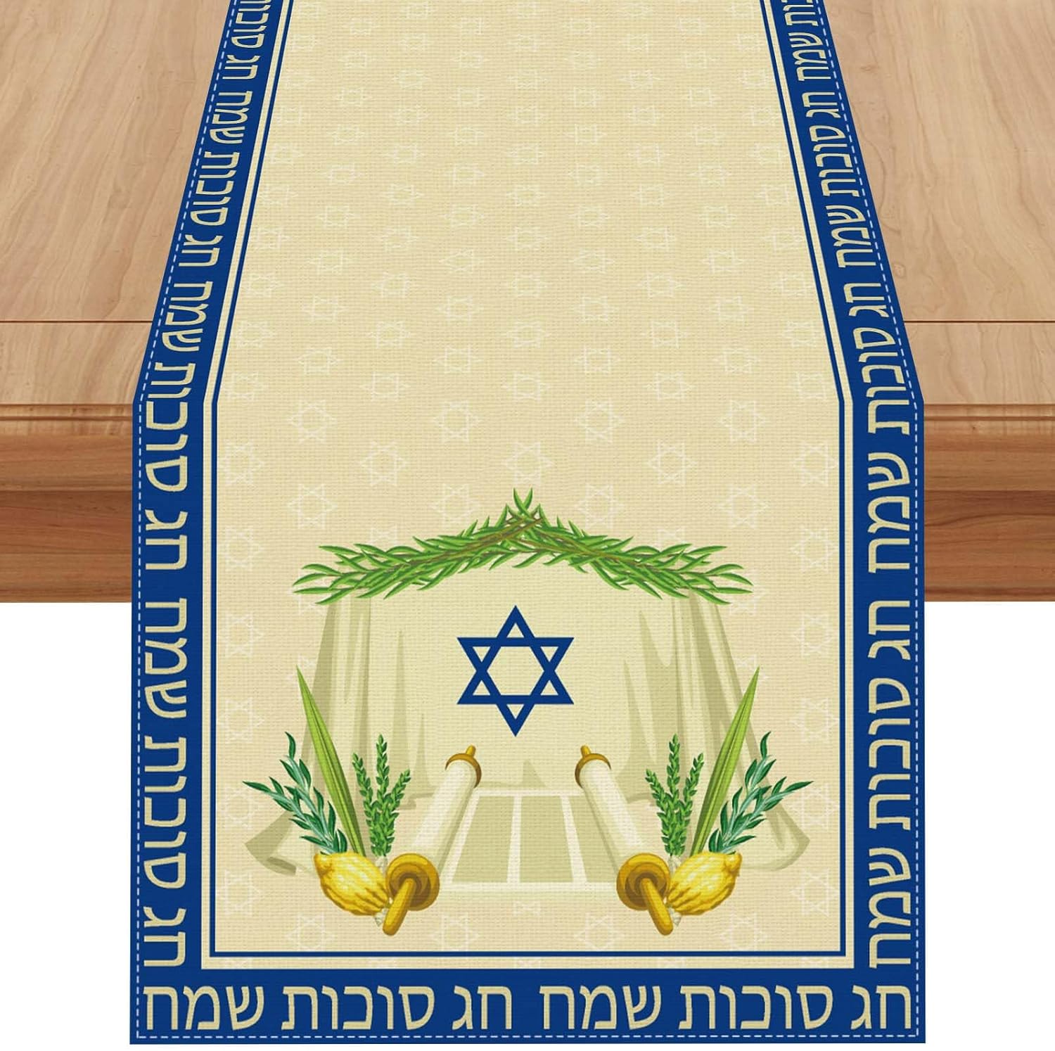 Amazon.com: Jiudungs Linen Sukkot Table Runner 72 Inches Long Sukkah ...