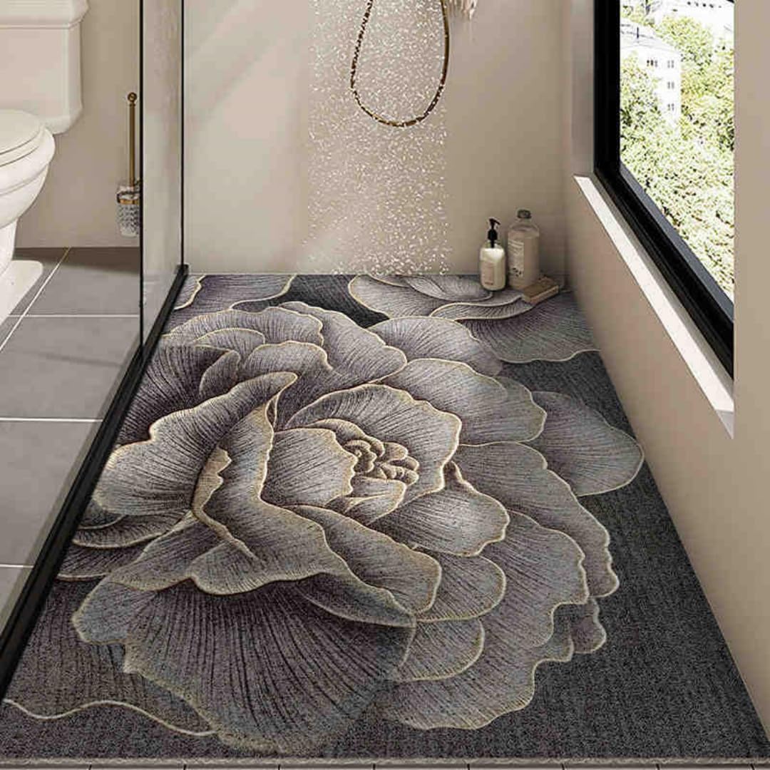Antypoślizgowa mata prysznicowa Mata kwiatowa – Loofah gumowa szybka(Style 5,90x120cm)