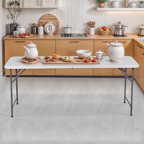 Miniatura 9 de ZenStyle Mesa plegable ajustable de 3 pies, para interiores y exteriores, portátil, de plástico, para comedor, mesa, para camping, comedor, eventos,