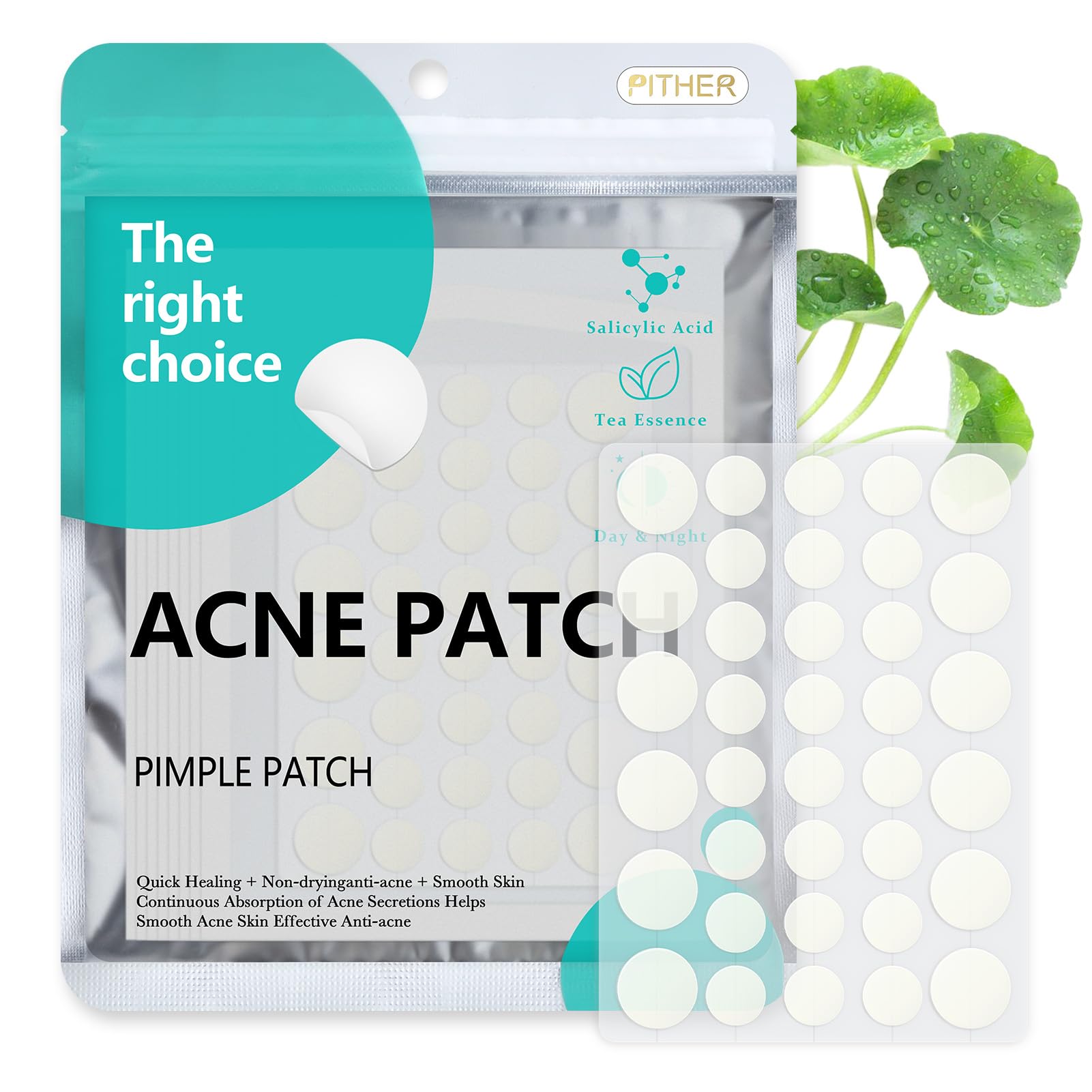 Pimple Patches Acne Patches PITHER Day and Night Hydrocolloid Patch for Covering Zits and Blemishes Invisible Zit Patches