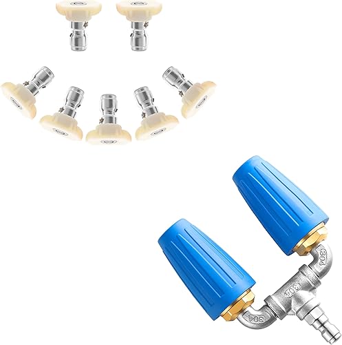 Puntas de lavadora a presión, puntas de boquilla blancas de 40, boquilla de lavado a presión, paquete de 7, conector rápido de 14 pulgada, 4000 PSI,
