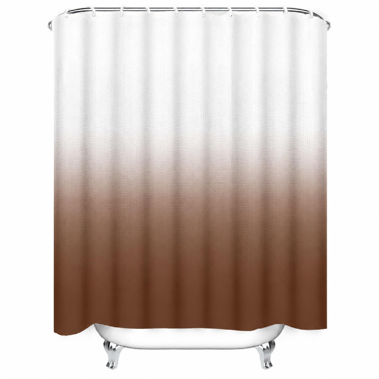 Tenda da doccia da 220 x 200 cm, marrone, ombré, moderna, antimuffa, lavabile, impermeabile, in poliestere, con 12 ganci, per docce e vasche da bagno