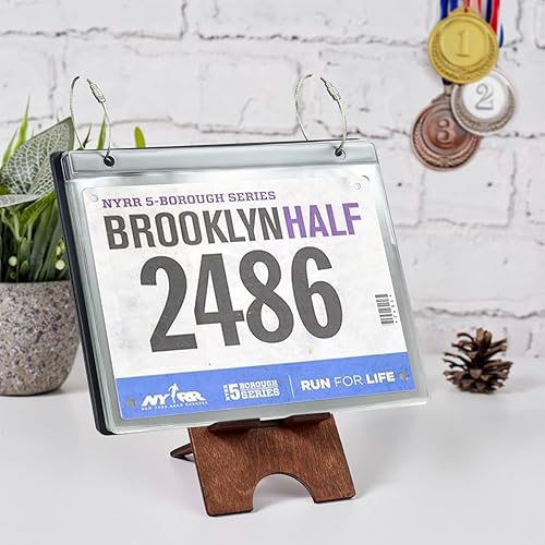 Miniatura 6 de Portabebero de carrera, fundas para números de babero, protectores de hojas de vinilo, soporte para exhibición de baberos de carrera de corredor y