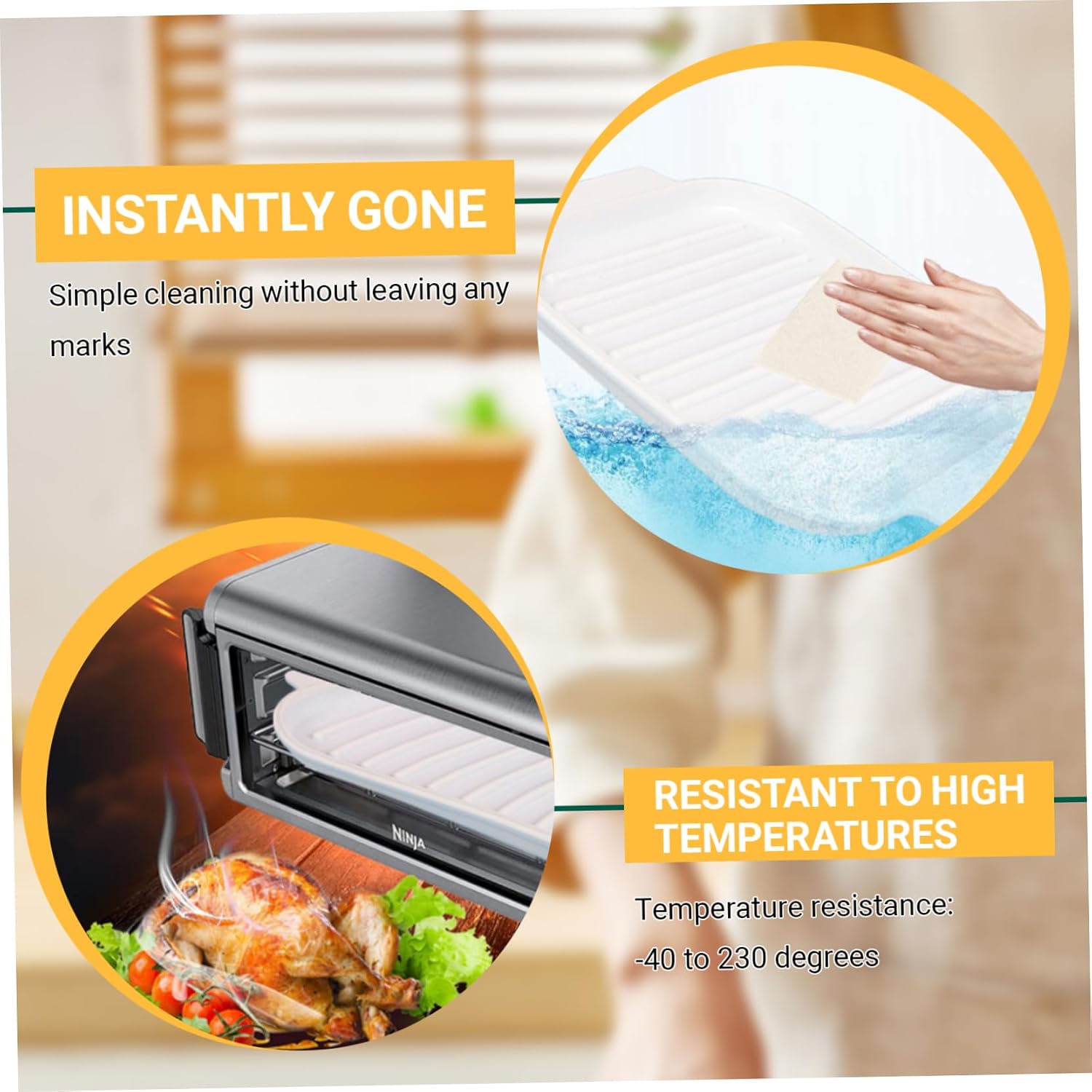 Silicone Microwave Bacon Cooker with Cover Heat-Resistant Tray with Dual Ear for Kitchen image 3