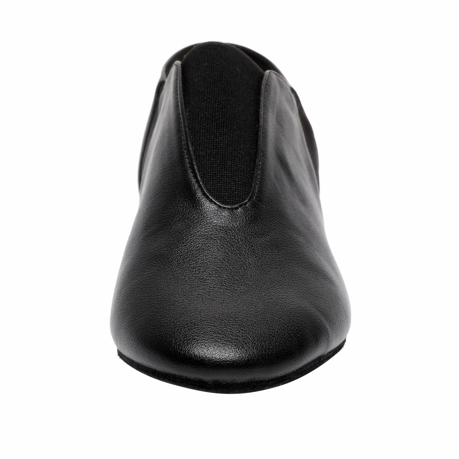 Elastic Jazz Shoes Leather Sole for Girls Boys Dance (Toddler/Little Kid/Big Kid) (12 Little Kid Black