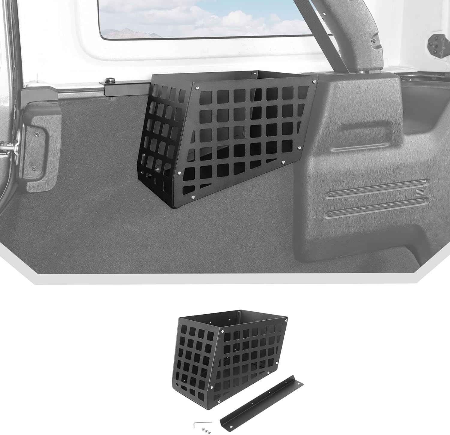 JeCar Aluminum Alloy Trunk Wheel Weel Storage Box Organizer Fit for Jeep Wrangler JL JLU 2018-2023 (Passenger Side)