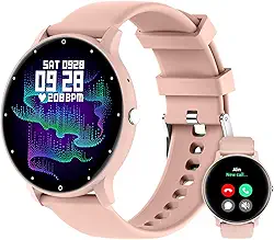 Smartwatch Relógio Inteligente Tela Full Touch 1.28" Resistente à Água IP67 com Faz e Recebe Ligações, Modos Esportivos e Recebimento de Notificações(2 tiras) (cor-de-rosa)