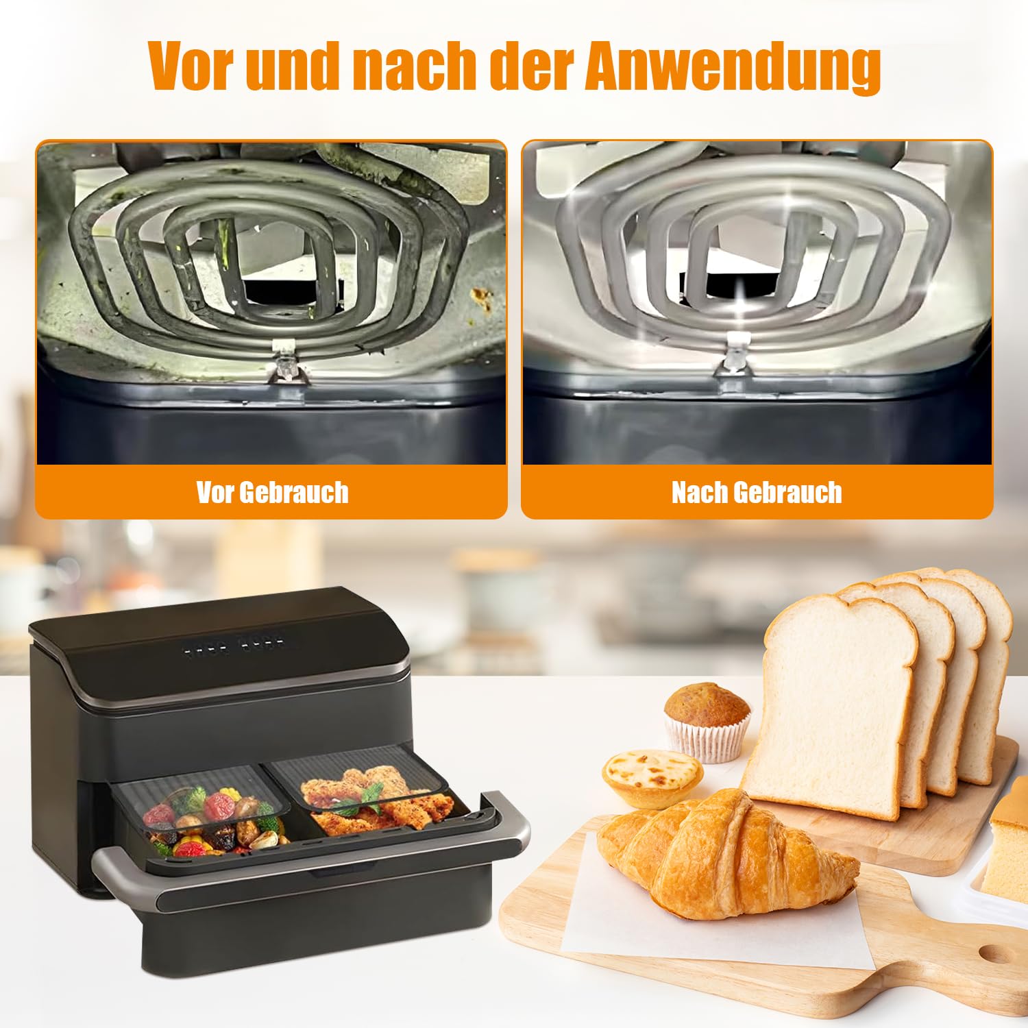 2 protectores magnéticos contra salpicaduras para Cosori Airfryer 8,5 L Dual Blaze Twinfry, 10 L, magnéticos, acero inoxidable, freidora de aire caliente para Cosori Caf-R901-Aeu 8,5 L, malla