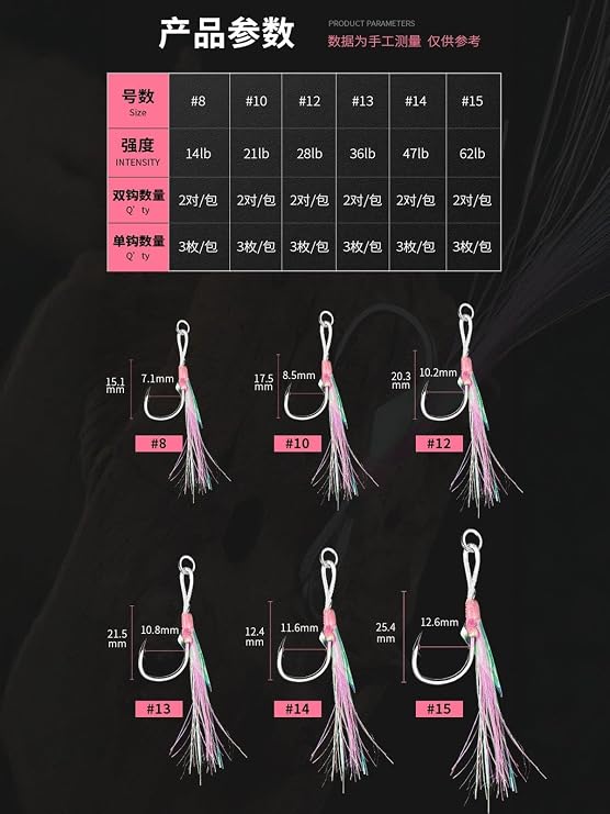 Ecooda Pink Style Light Jigging Single Hooks