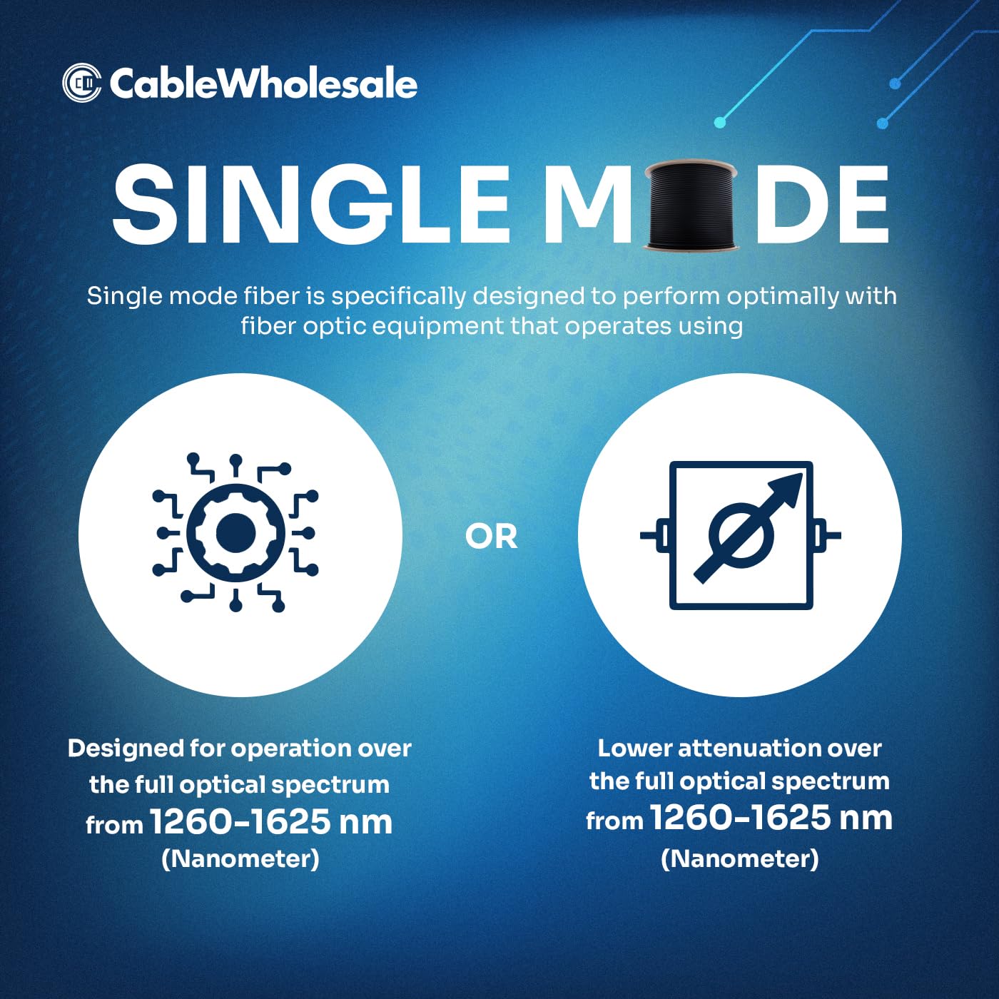CableWholesale 6-Strand Indoor/Outdoor Fiber Optic Cable, OS2 9/125 Singlemode, Riser Rated, Black, 1000ft