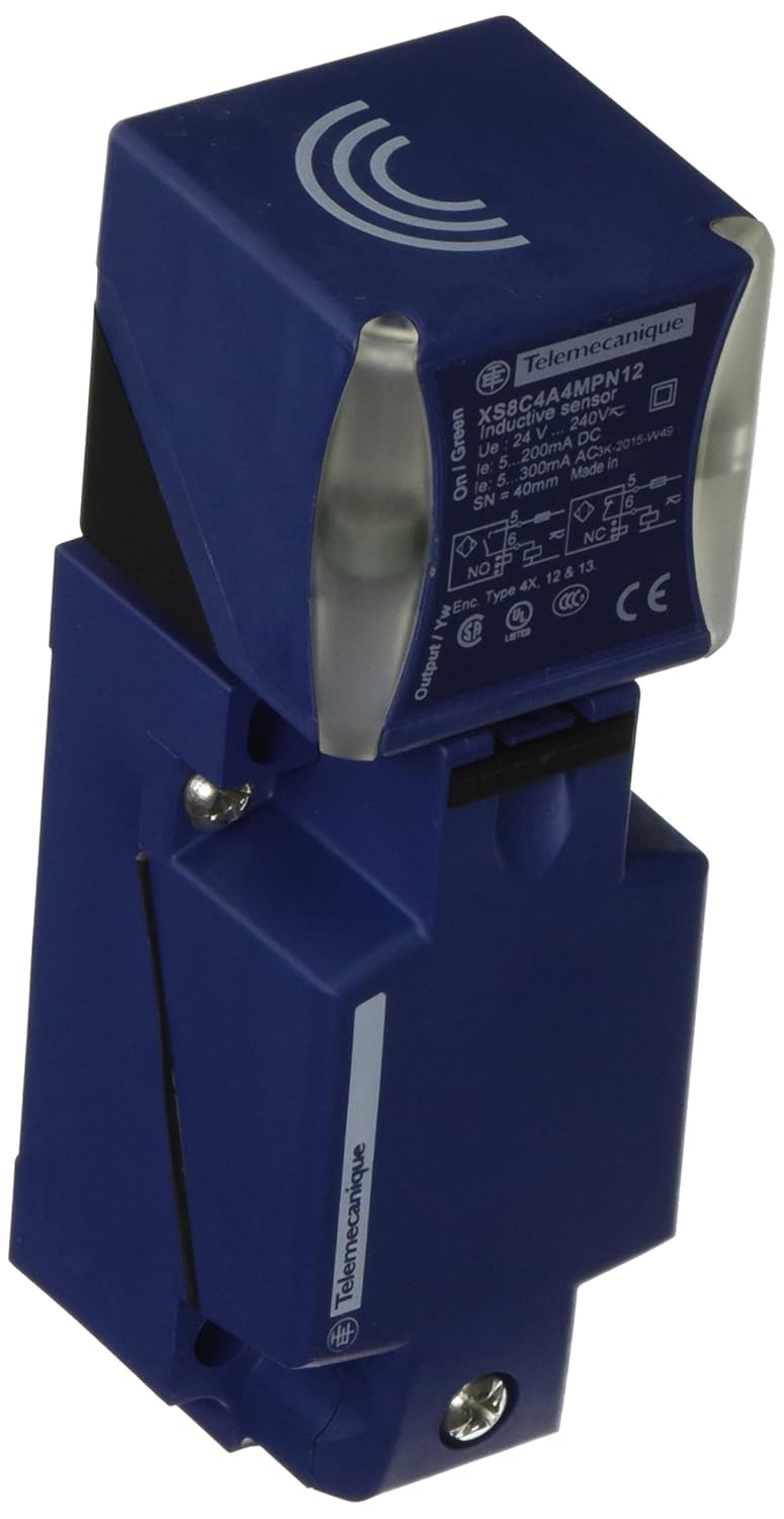 Telemecanique Sensors XS8C4A4MPN12 Xs Universal Inductive Proximity Sensor, Multi-Function, Plastic 117 X 40 X 40 Mm Rectangular Body, Non-Flush Mount, 2-Wire Ac/Dc, Pnp Input, Prog. Output, Screw Term. with 1/2" Npt Entry