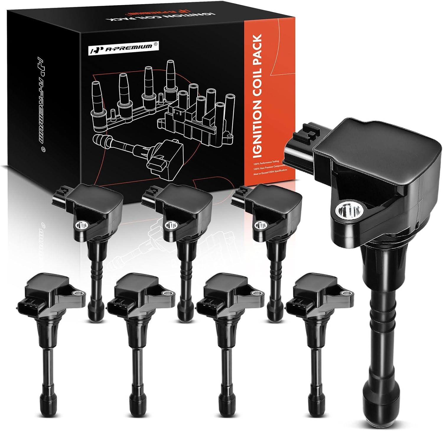 A-Premium Engine Ignition Coil Packs Compatible with Infiniti QX56 2011-2013 QX80 2014-2019 Armada 2017-2020 V8 5.6L 8-PC Set