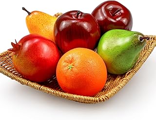 6 Pcs Artificial Fruit Pack, Artificial Delicious Fruits Lifelike Pears for Decoration Home, Realistic Fake Fruits Decoration Dinner Table, Lifelike Fake Fruit Pear Orange Pomegranate Decor