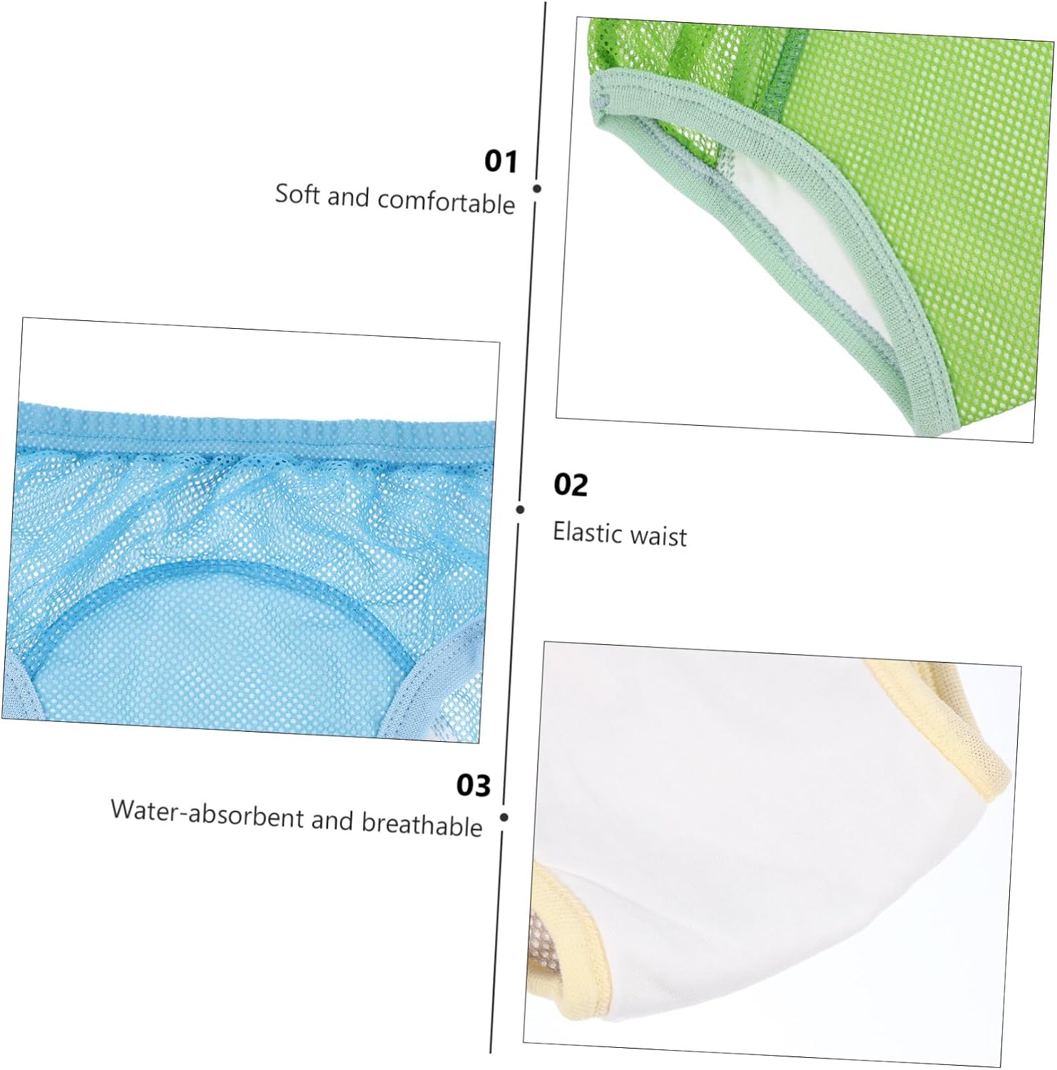 COLLBATH 3pcs Cotton Potty Training Pants Breathable Underwear for Boys Washable Reusable Comfortable Elastic Waist Leak Design for Potty Training Assorted Color