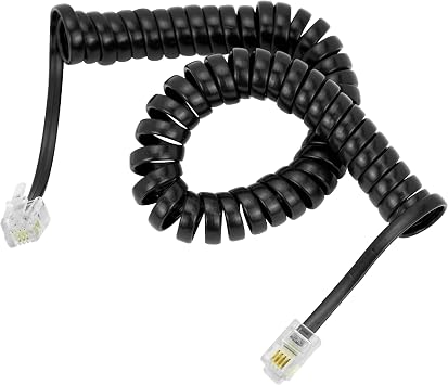 RJ11 4P4C Modular Telephone Handset Cable Receiver Coil Cord Wire 7 Feet, Black