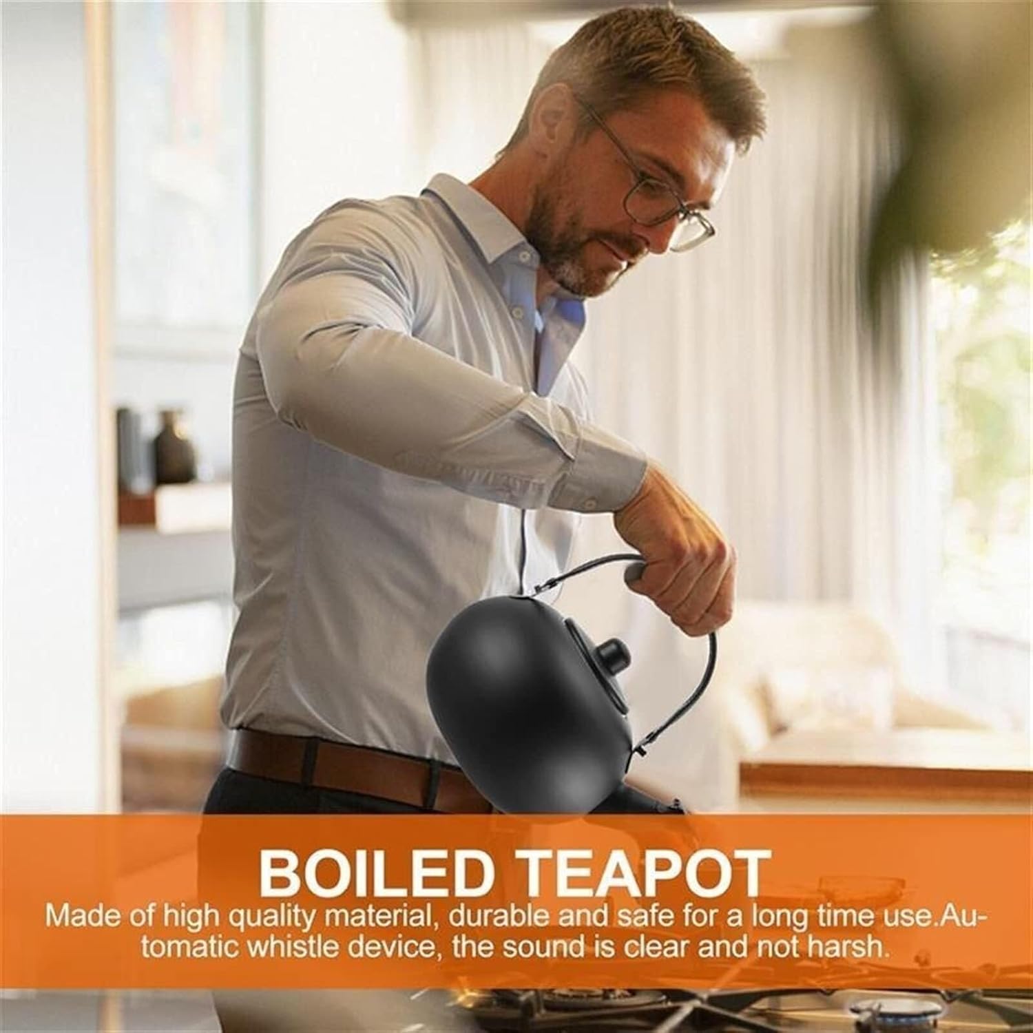 Black Tea Kettle Stovetop，Stainless Steel Infuser and Handle, Tea Maker for Blooming and Loose Leaf Tea(1.5L)