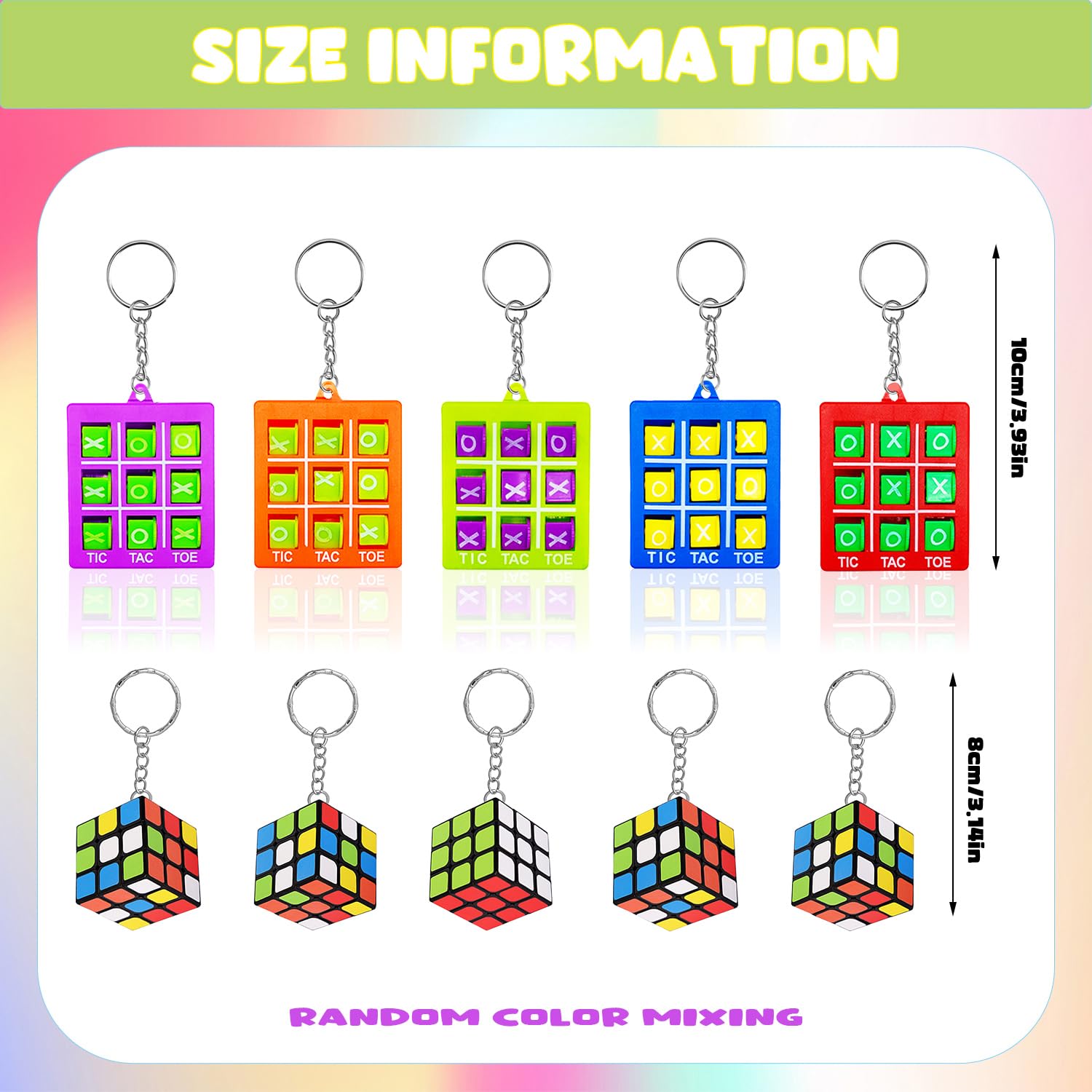 Otuuz Portachiavi Tic Tac Toe Portachiavi per Mini Gioco Tris in Plastica con Clip per Zaino per Bambini 8 ai 12 Anni per Compleanno Bomboniere per Ragazzi(Multicolore,16