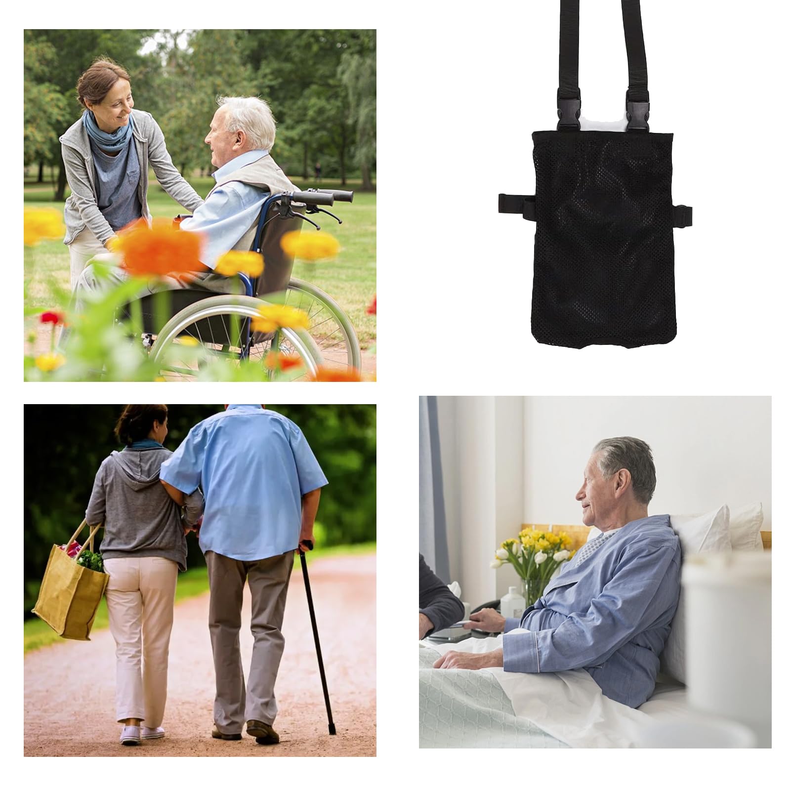Bolsas para catéter universal, soporte elástico y versátil para catéter de pierna, bolsas de orina para llevar, correa de hombro ajustable y abertura invisible, usable y discreta (Negro)