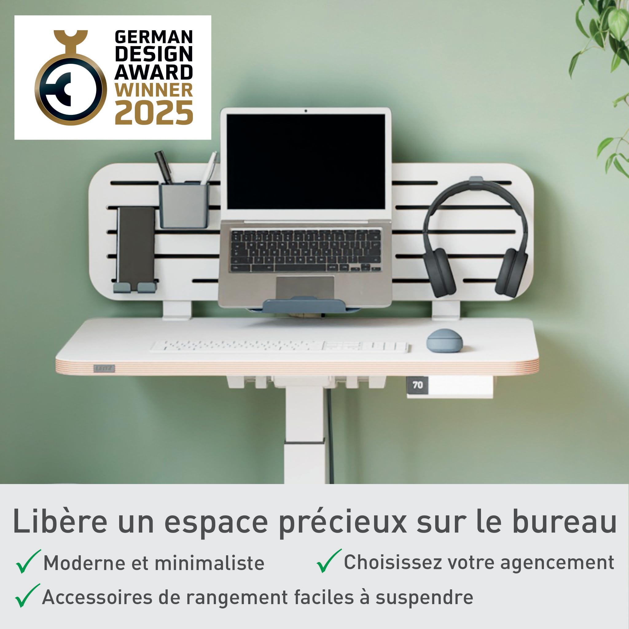 Leitz Ergo Bureau Assis-Debout Compact Pliable:, Blanc
