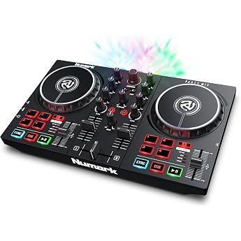 Numark Party Mix II DJ Controller with Built-in Lights | 2 decks, 2 filter FX controls, DJ mixer, touch capacitive wheels, in