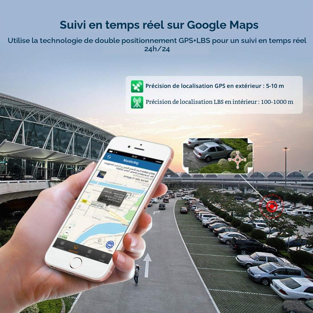 Traceur GPS Voiture TK905 Tracker Imperméable avec Alarme de Géo-Clôture Étanche, Traqueur GPS pour Voiture/Véhicule/Moto/Flotte, Montage Magnétique et Batterie 5000mah (90 Jours en Veille)