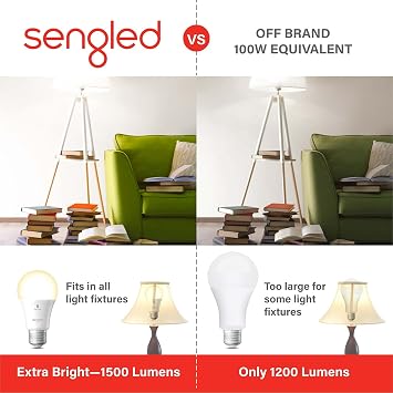 Sengled Alexa Light Bulbs 100W Equivalent, Smart Light Bulbs 1500 LM Bluetooth Mesh, Smart Bulbs That Work with Alexa Only, High Brightness, Soft White A19 2700K Dimmable Bulb, No Hub Required, 2 Pack