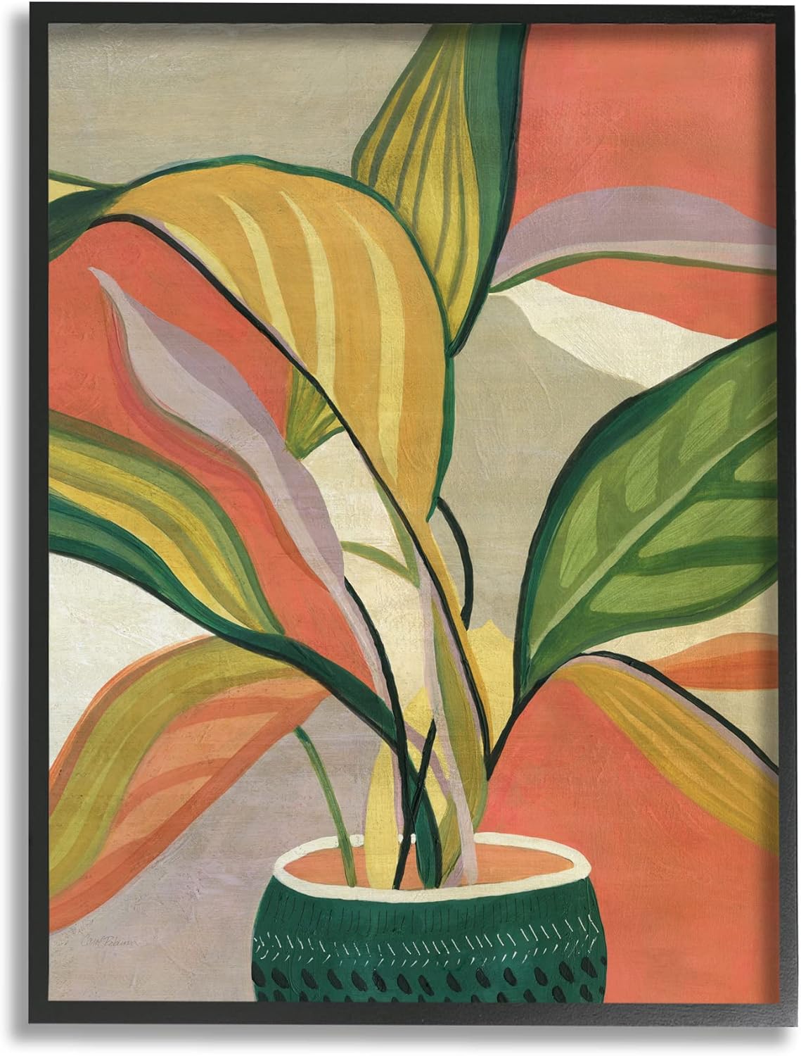 Stupell Industries Modern Tropical Potted Plant Framed Wall Art, Design by Carol Robinson