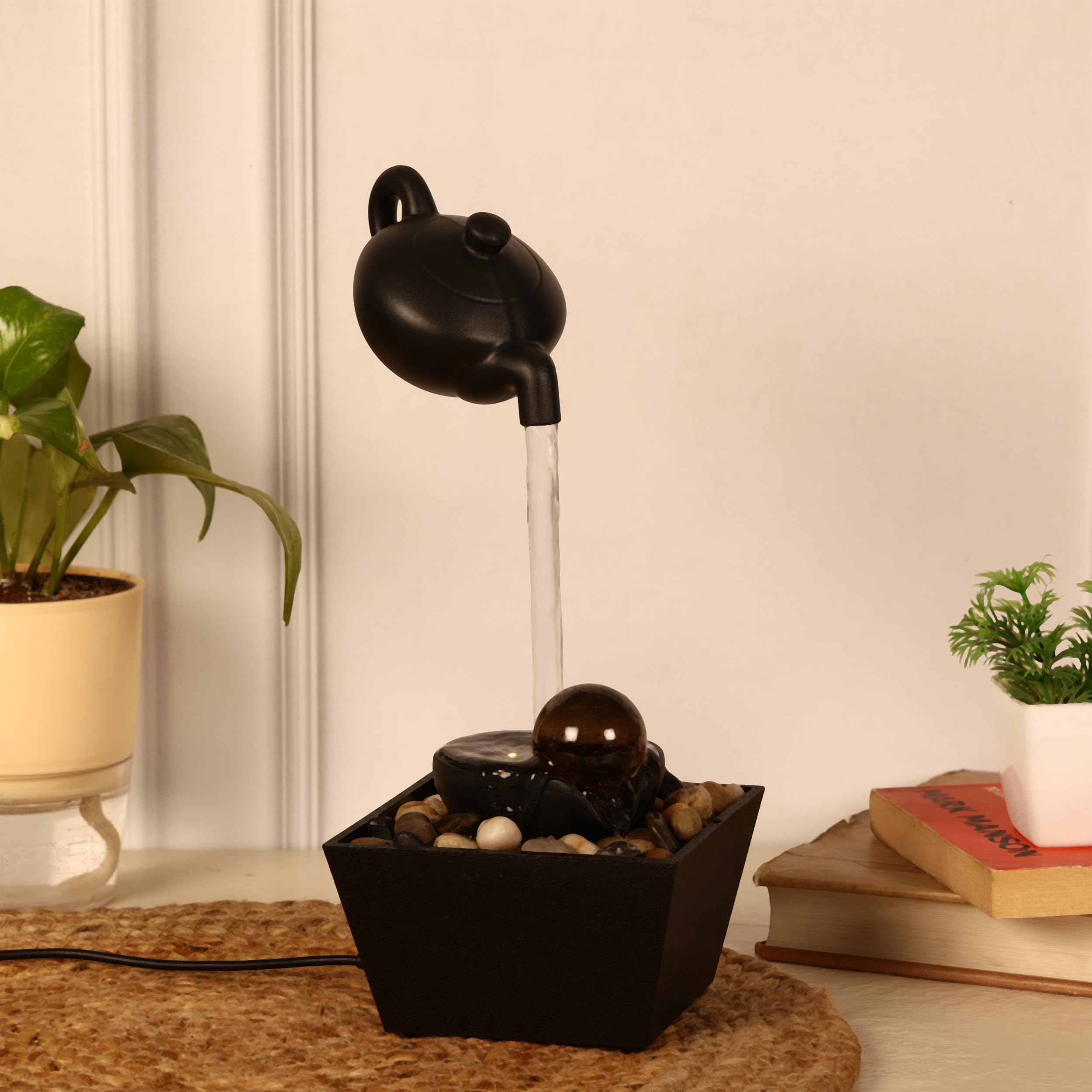 PROSPERRO LUMO Floating Teapot Water Fountain Ornament || Tabletop Waterfall || Home Decoration, Plastic
