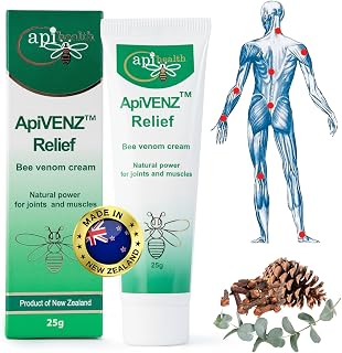 ApiVENZ Bee Venom Cream – Natural Joint & Muscle Pain Relief – Arthritis, Knee, Neck, Back, Shoulder, Hip – Melittin-Rich NZ Bee Venom – Anti-Inflammatory Therapy – 25g